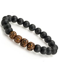 Bransoletka z naturalnych kamieni Onyx oraz nasion rudraksha
