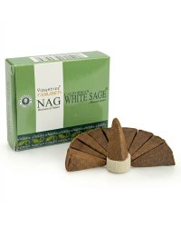 Kadzidełka stożkowe Vijayshree  +  Podstawka – Biała Szałwia