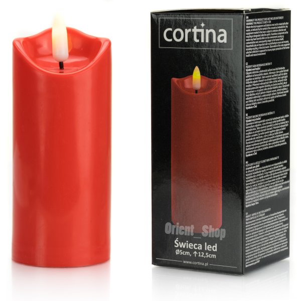Świeca Led Cortina 12,5cm - Czerwony