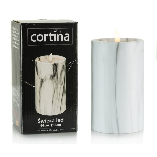 Świeca Led Cortina 15cm - Marmurek Biały