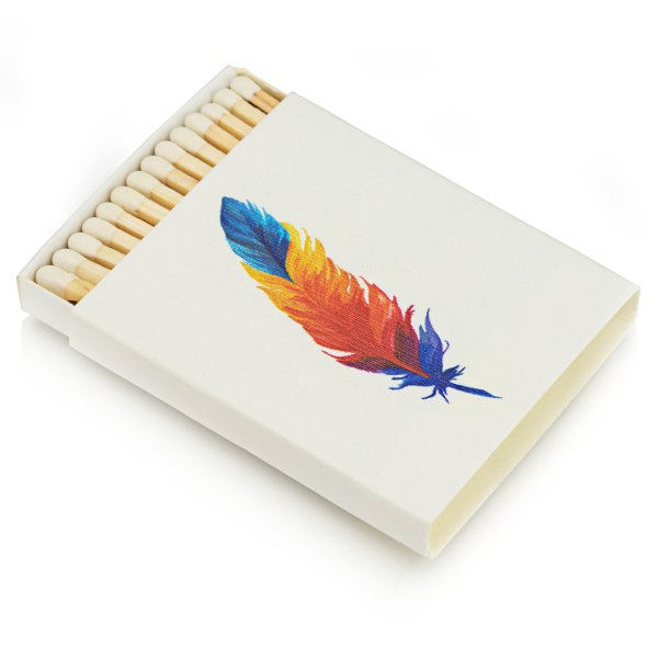 Zapałki dekoracyjne z motywem pióra – stylowy dodatek do wnętrza